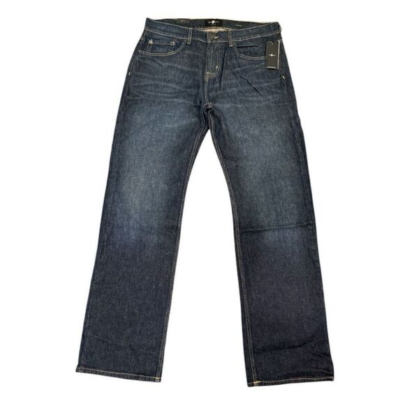 7 For All Mankind Austyn Relaxed Dark Blue Jeans Los Angeles Men's Size 34 - Picture 1 of 11